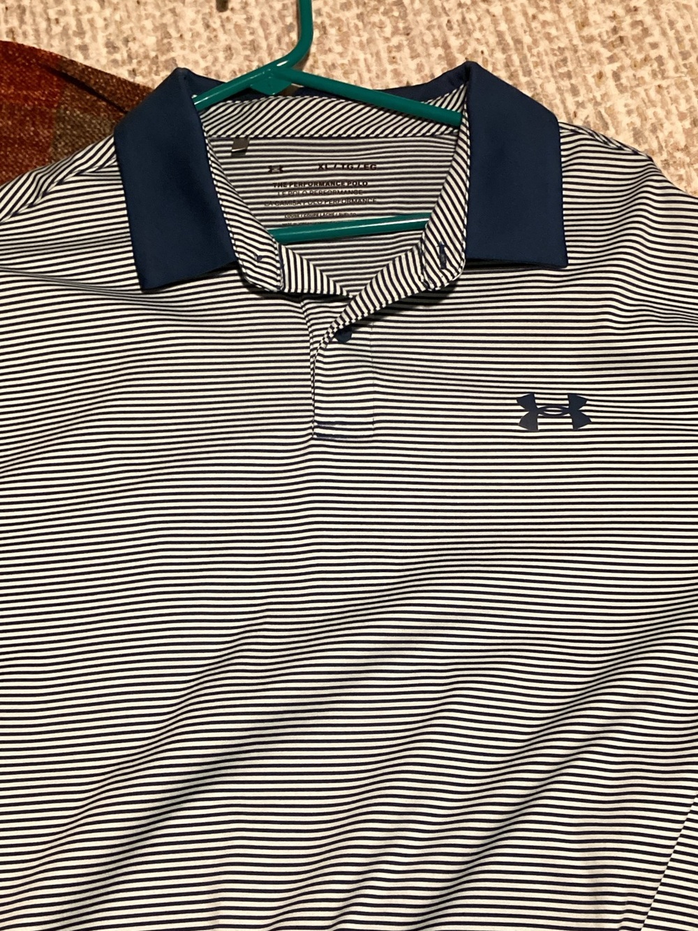 Under Armour Men’s White and Navy Micro-Striped Polo